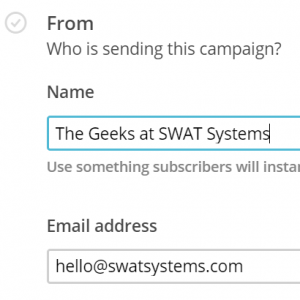 A settings window in our newsletter software
